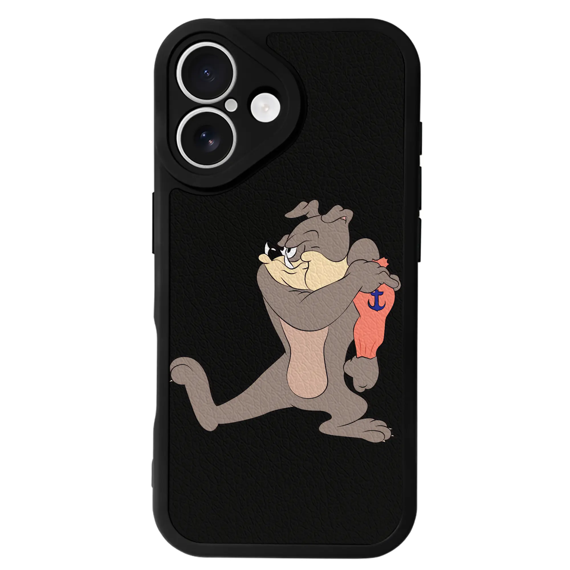 トムとジェリー グッズ スパイク - IPhone 16シリーズ対応 ・ シリコンスマホケース ・ レザー調 ・ 高精度フィット ・ 耐衝撃 ・ ワイヤレス充電対応 ・ 精密カット